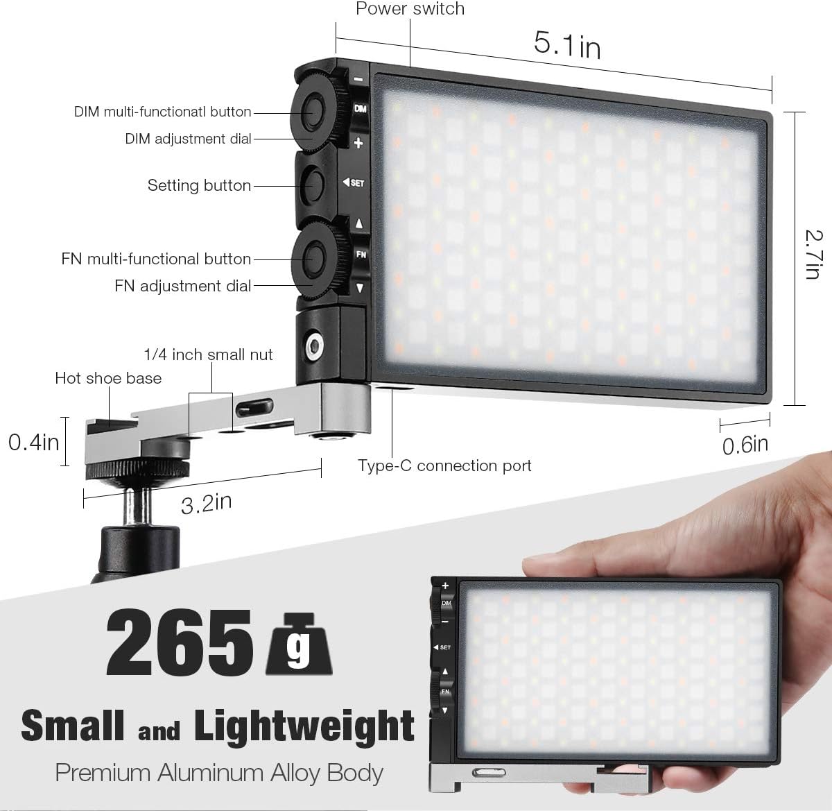 Antorcha LED RGB 360° para fotografía y vídeo profesional